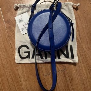 GANNI Banner Recycled Leather Roller Bag in Dazzling Blue EUC